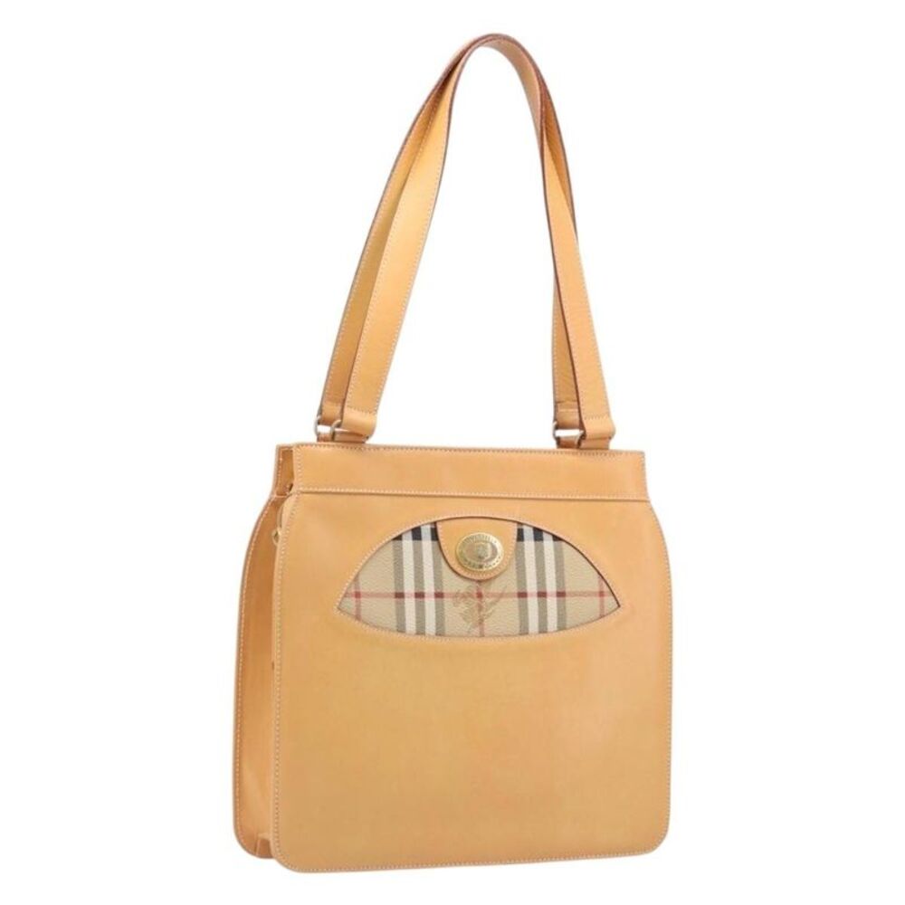 Burberry Nova Check Shoulder Bag Leather Beige Leather Shoulder Bag Bag